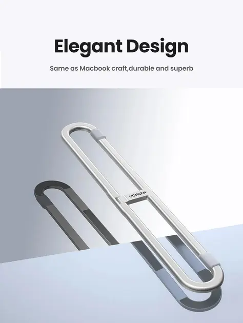 UGREEN Adjustable Clip-On Laptop Stand MacBook PC 11-17" Foldable Aluminum Holder Ergonomic Angle Space-Saving (45415) - Image 8