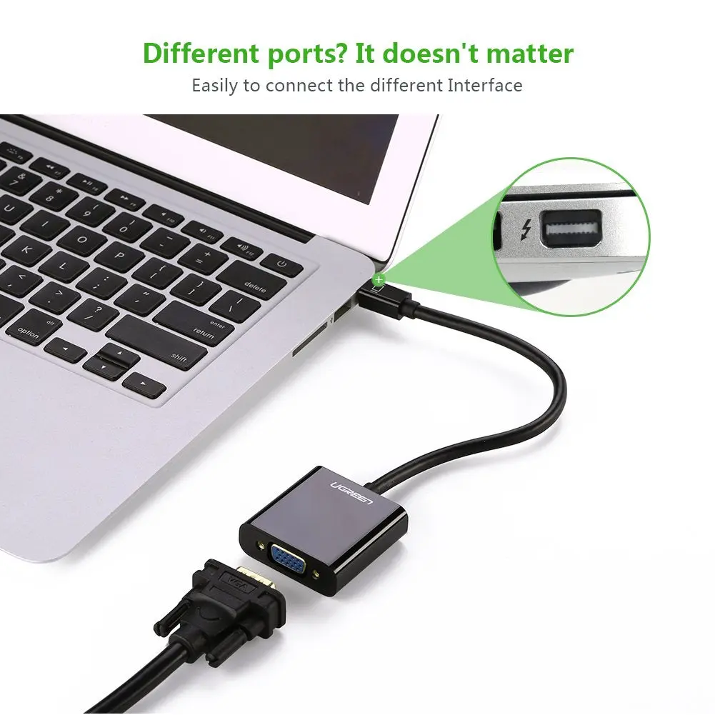UGREEN Mini DisplayPort to VGA Adapter Thunderbolt Compatible Mini DP to VGA Converter 1080P Monitor Projector HDTV 10459 - Image 3