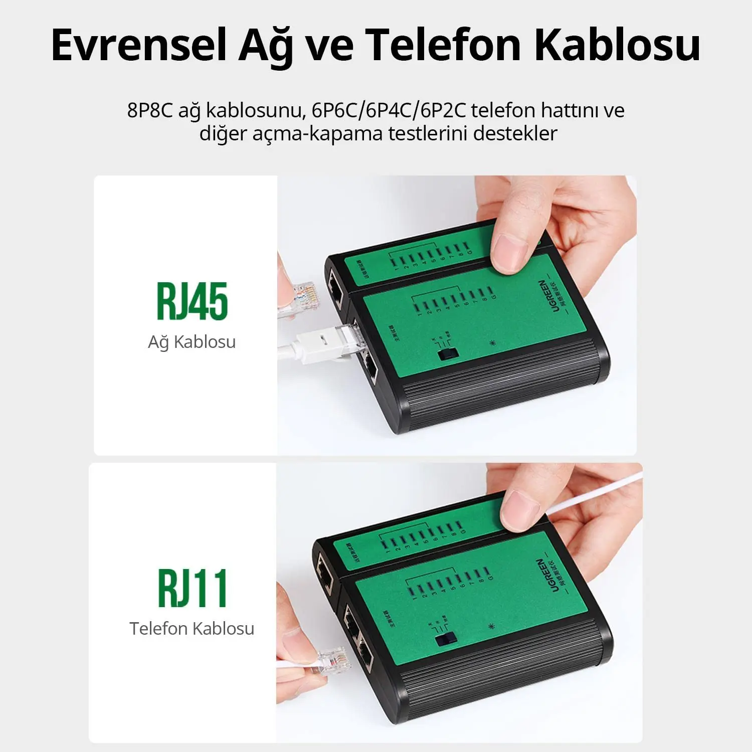 UGREEN Network Cable Tester LAN RJ45 RJ11 BNC Coaxial Ethernet Phone Cable Tester Remote Unit LED Indicators 10950 - Image 6