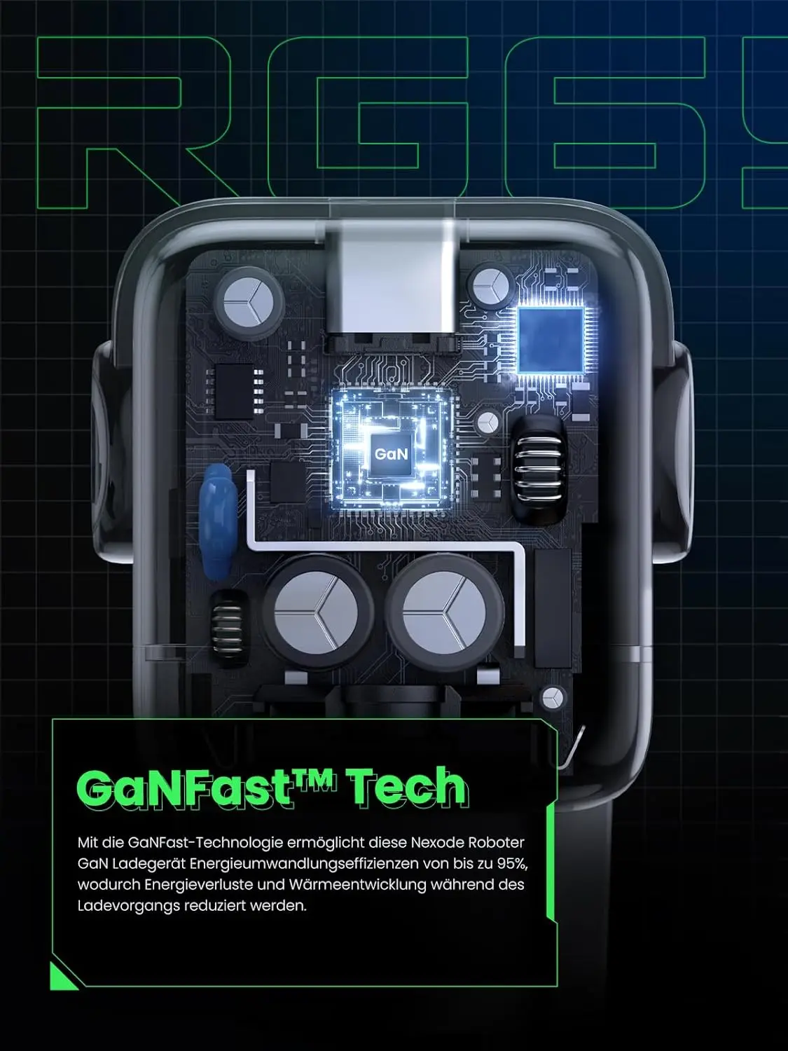 UGREEN Nexode RobotGaN 65W USB C Charger GaN Fast Wall Charger 3 Port 2x USB C 1x USB A iPhone 15 MacBook Galaxy (25685B/EU) - Image 4