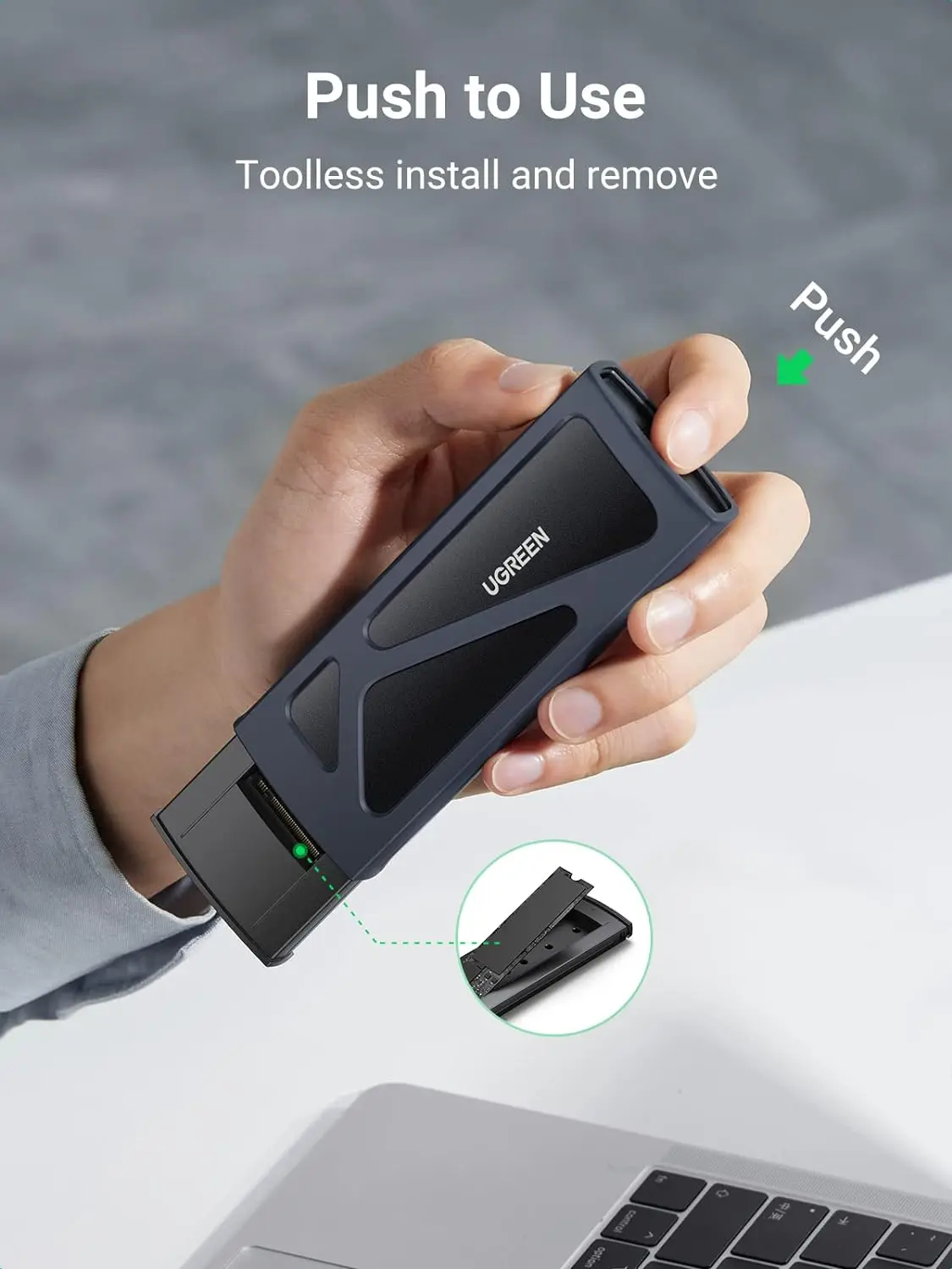 UGREEN NVMe M.2 SSD Enclosure USB 3.2 Gen 2 10Gbps High Speed Aluminum Portable M.2 to USB-C 2230 2242 2260 2280 15512 - Image 3