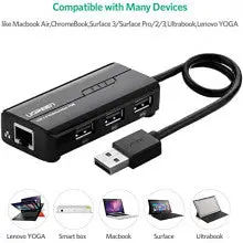 UGREEN USB Ethernet Adapter 100Mbps RJ45 Network 3-Port USB 2.0 Hub Laptop MacBook Windows Linux Switch Wired Internet 20264 - Image 5