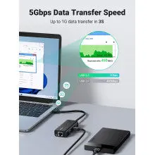 UGREEN USB Ethernet Adapter Gigabit 1000Mbps RJ45 Network 3-Port USB 3.0 Hub Laptop PC MacBook Windows Linux Wired Internet 20265 - Image 3