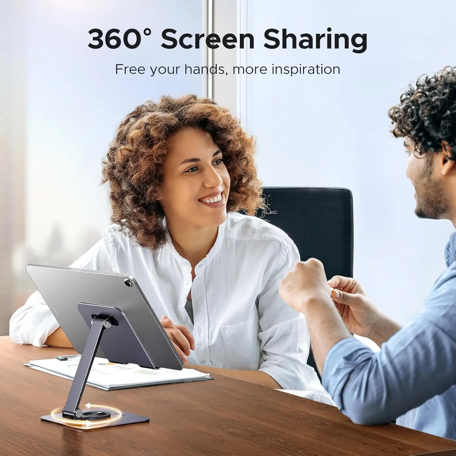 UGREEN Tablet Stand Holder Desk 360° Rotating Aluminum Adjustable Multi-Angle Home Office iPad Pro Air Mini 13 12.9 11 (45860) - Image 3