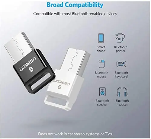 UGREEN USB Bluetooth 4.0 Adapter Dongle Receiver PC Windows 10/8.1/8/7/XP Desktop Laptop Mouse Keyboard Headsets Speakers 30524 - Image 4