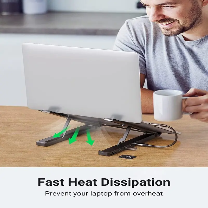 UGREEN USB C Laptop Docking Station 4 Level Adjustable Foldable Portable Desktop Stand Ergonomic Laptop Riser (80551) - Image 6