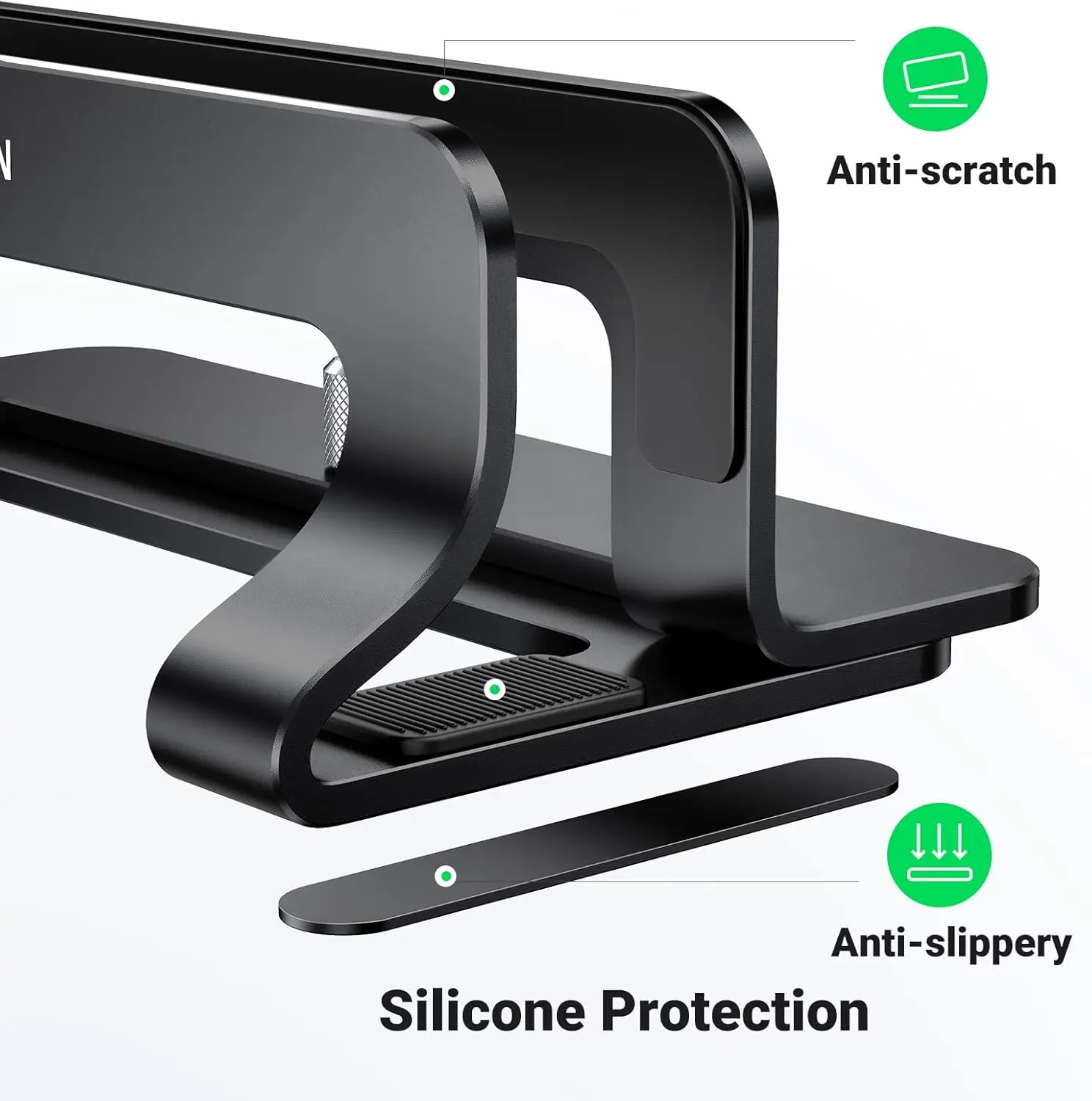 UGREEN Vertical Laptop Stand Adjustable Aluminum Dock MacBook Surface Chromebook 15.6 Inch Desktop Holder Space Saver (25706) - Image 4