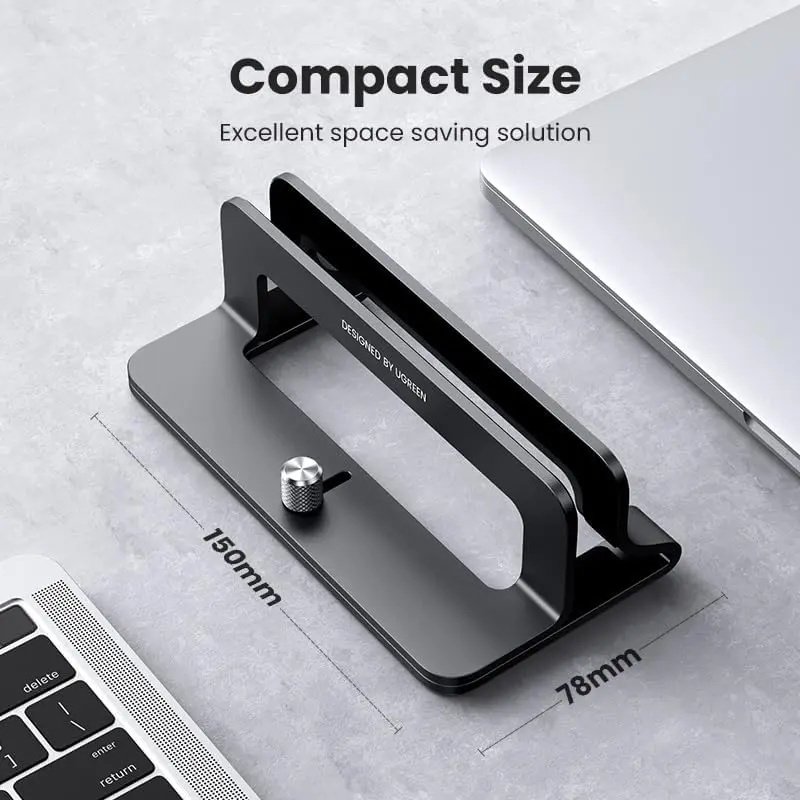 UGREEN Vertical Laptop Stand Adjustable Aluminum Dock MacBook Surface Chromebook 15.6 Inch Desktop Holder Space Saver (25706) - Image 7