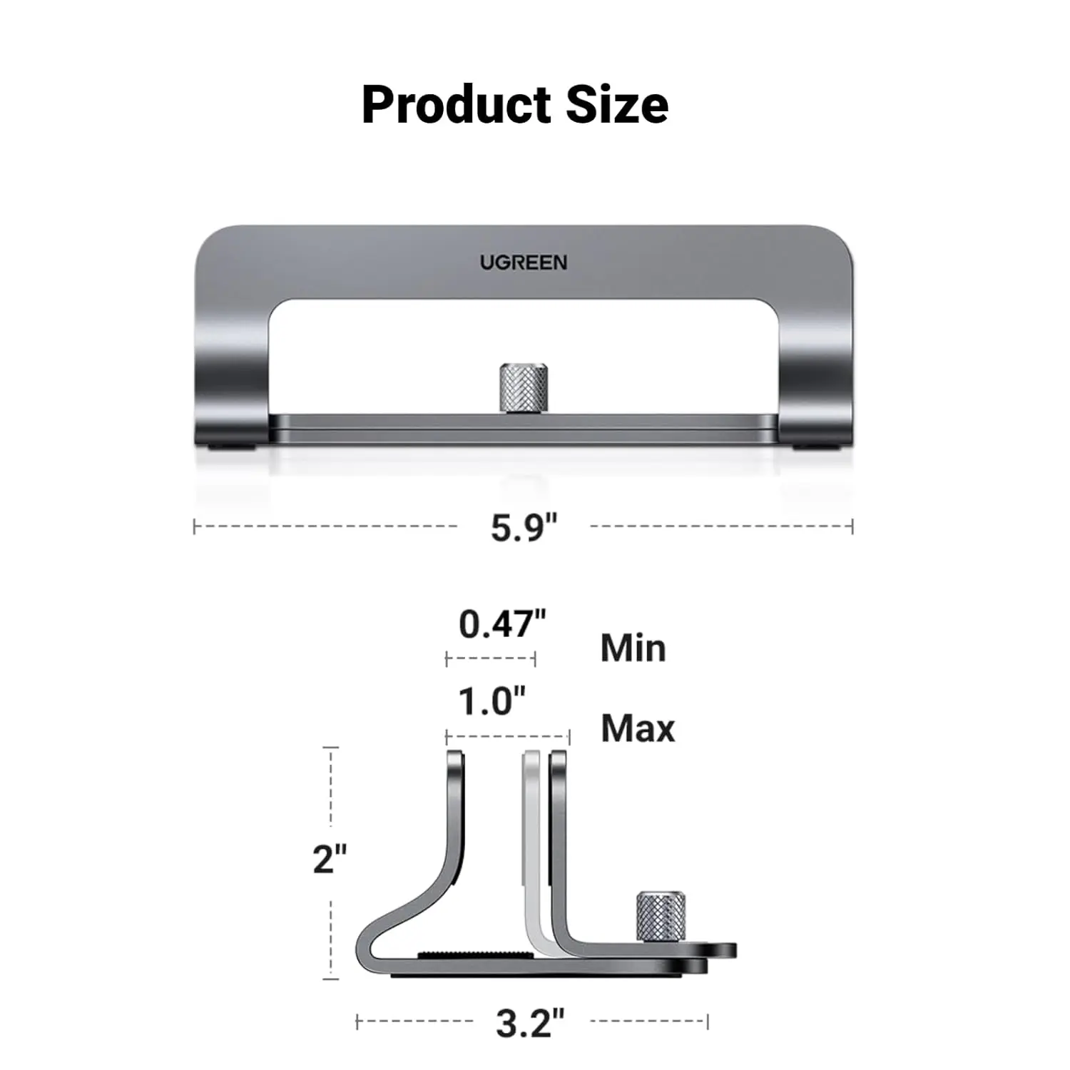 UGREEN Vertical Laptop Stand Holder Adjustable Aluminum Dock MacBook Surface Chromebook 15.6 Inch Desktop Space Saver (20471) - Image 10